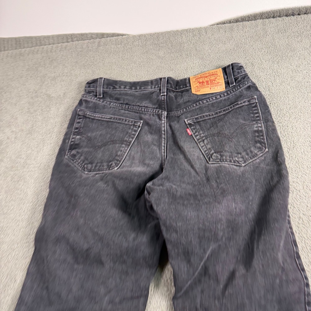Levis 550 Relaxed Fit Tapered Leg Jeans Mens 34x30 Faded Black Denim 100% Cotton